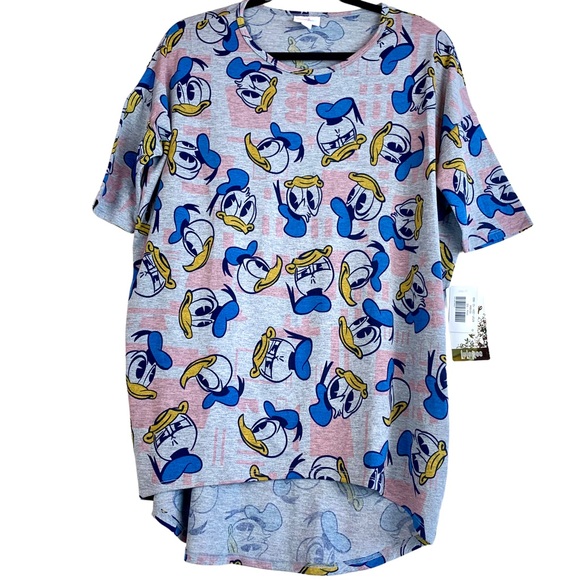 LuLaRoe Disney Collaboration Irma Tunic High Low Top Donald Duck Faces Print - Picture 3 of 10